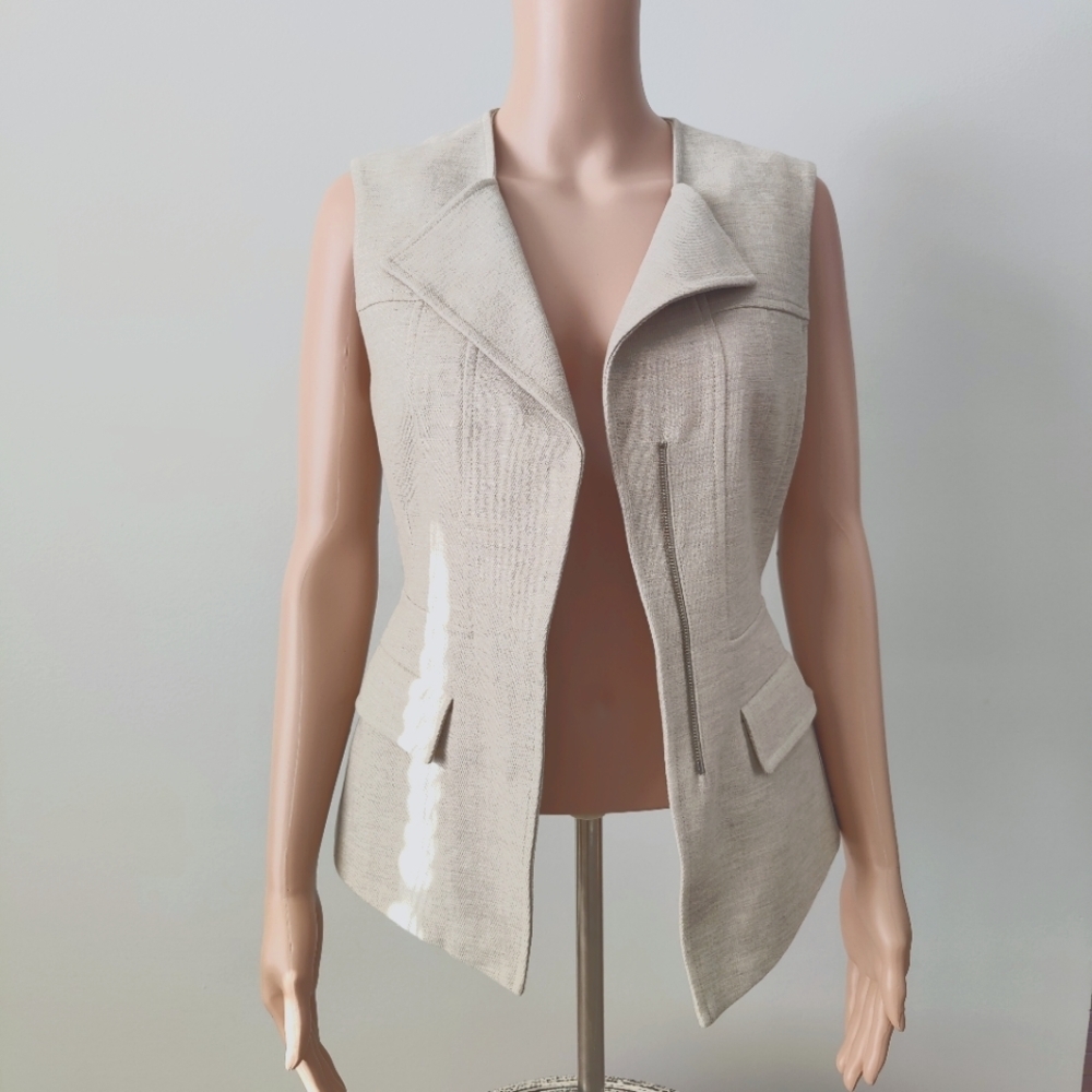 BCBG MaxAzria Tan Bexley Zip Up Vest